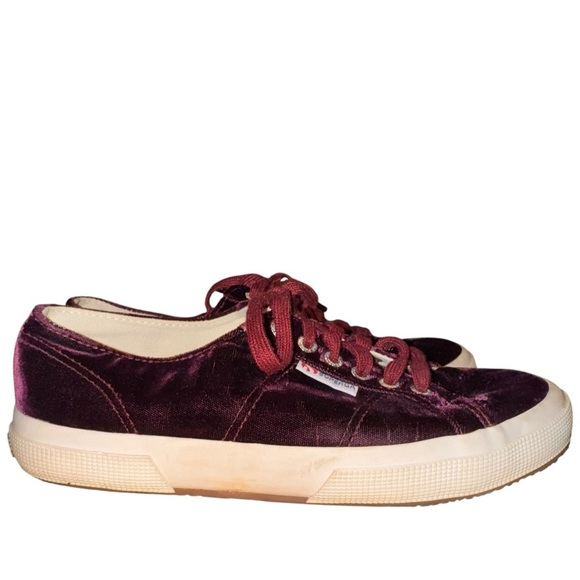 SUPERGA 2750 Velvet Sneakers in Bordeaux Shoes Size 9 - Picture 6 of 16